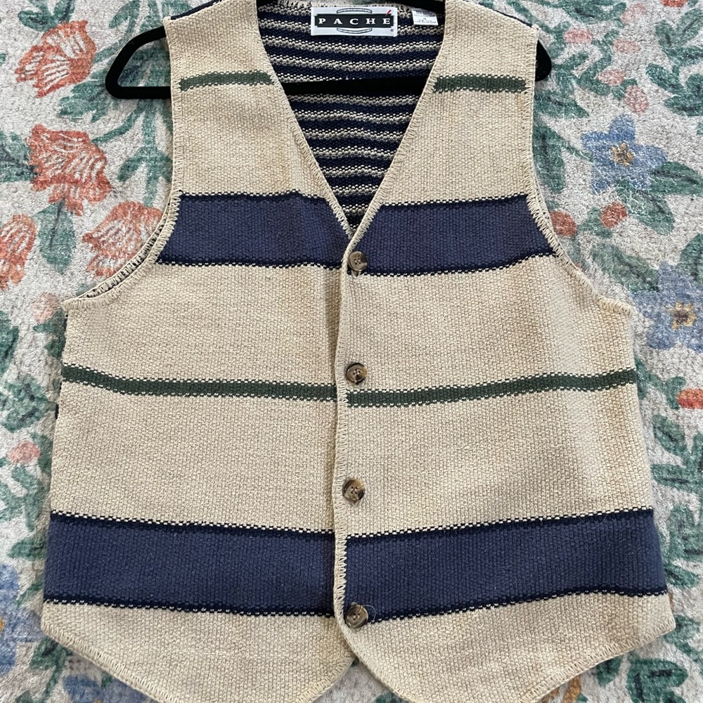 Vintage Pache Vest in Tan, Navy and Green